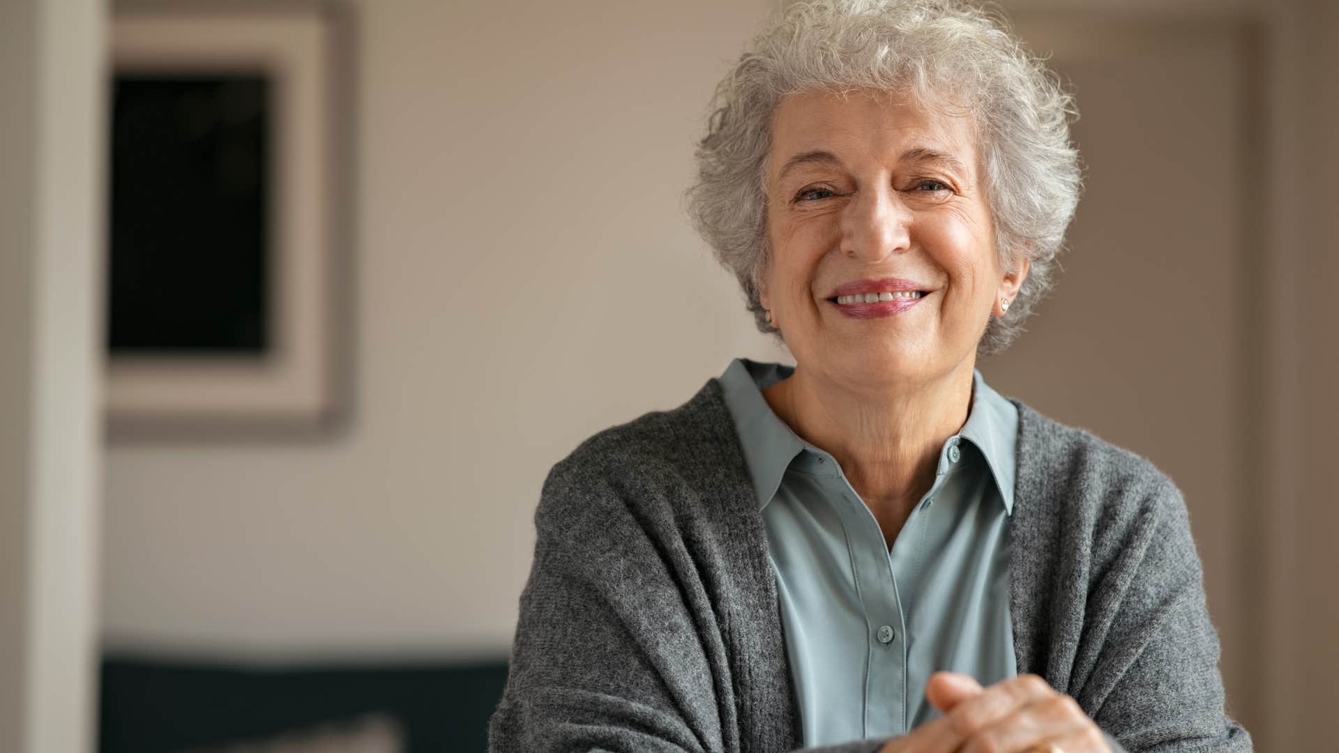 happy older woman who doesn't compare herself to others