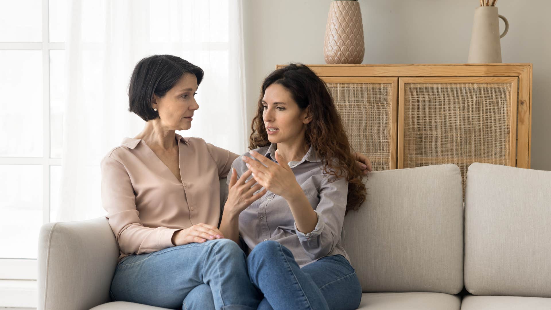 a woman asks her mother for help even though she feels guilty about it
