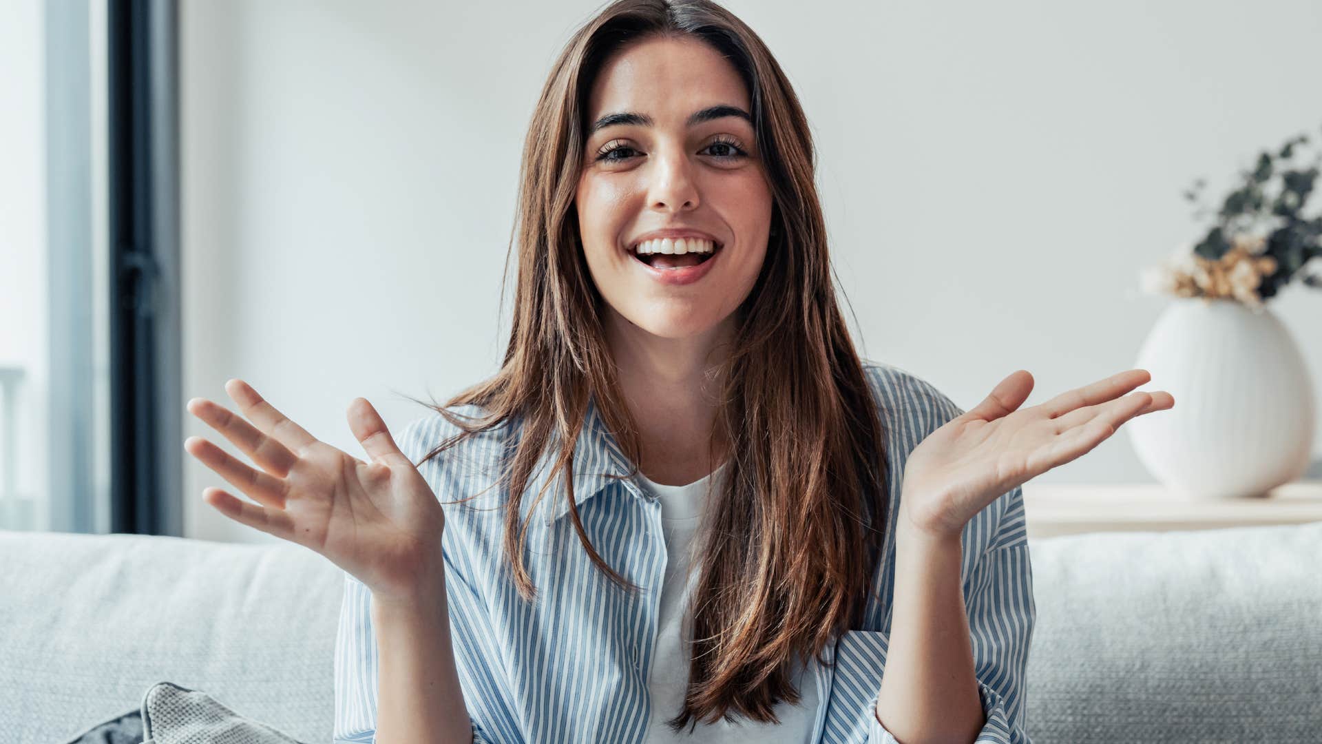 woman smiling asking what can I bring after being invited to an event