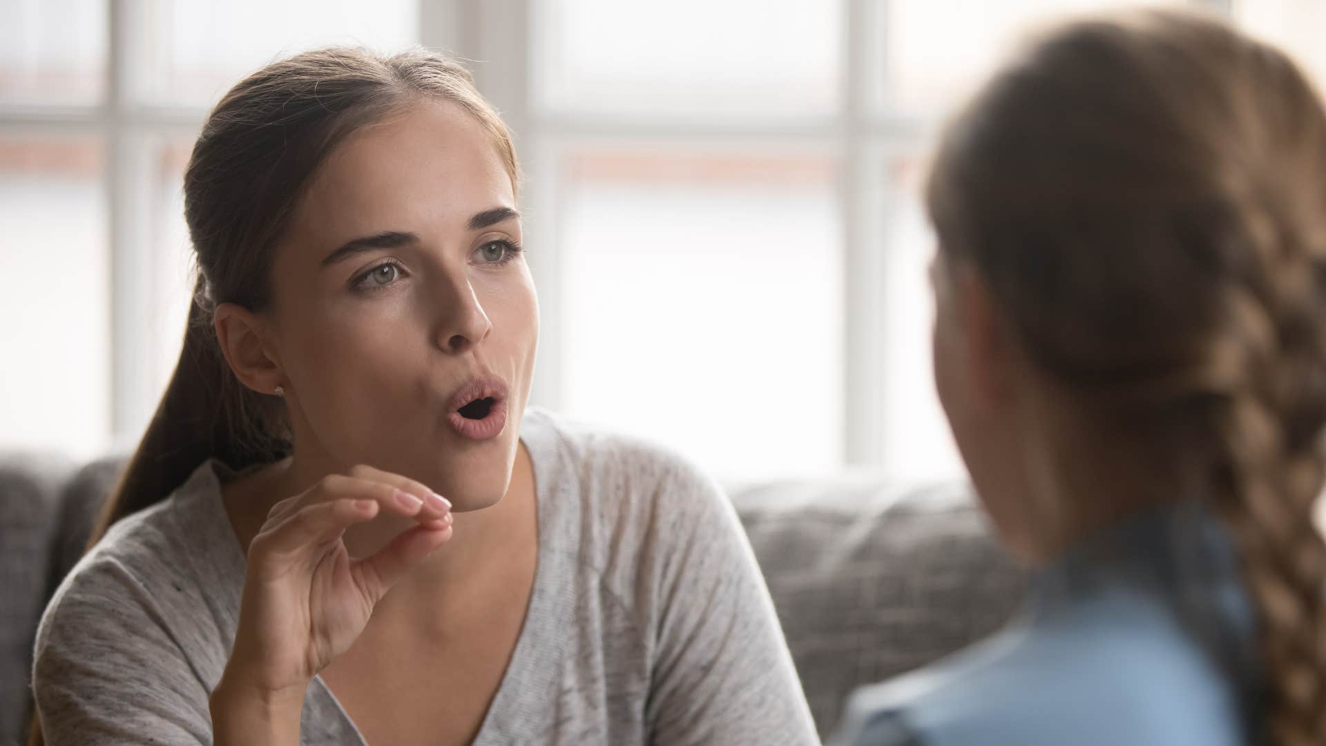 a woman tells her younger sister that she always behaves in a negative way