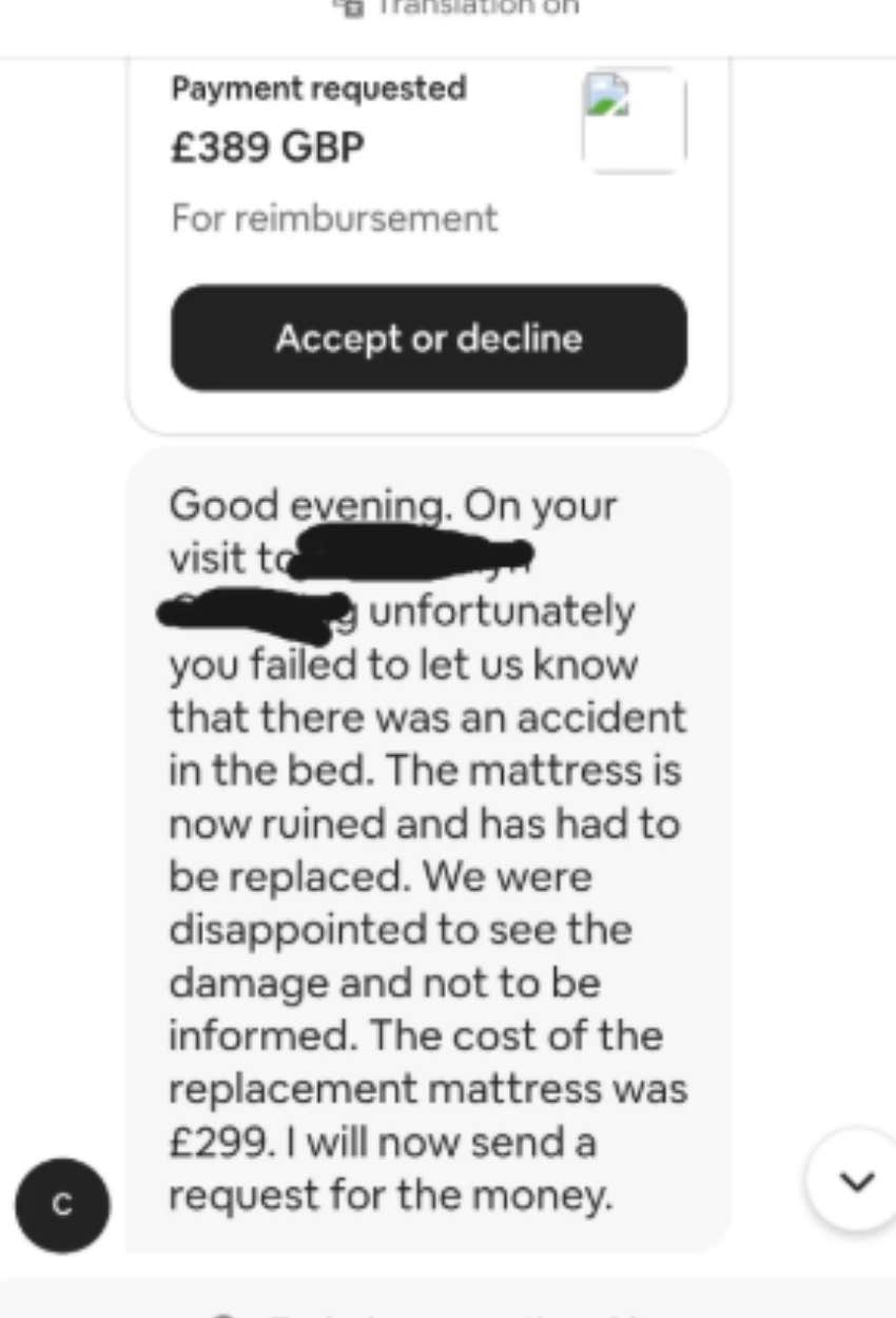 Airbnb Host Demands Guest Pay For Damaged Mattress Using Image From The Internet Reddit Post