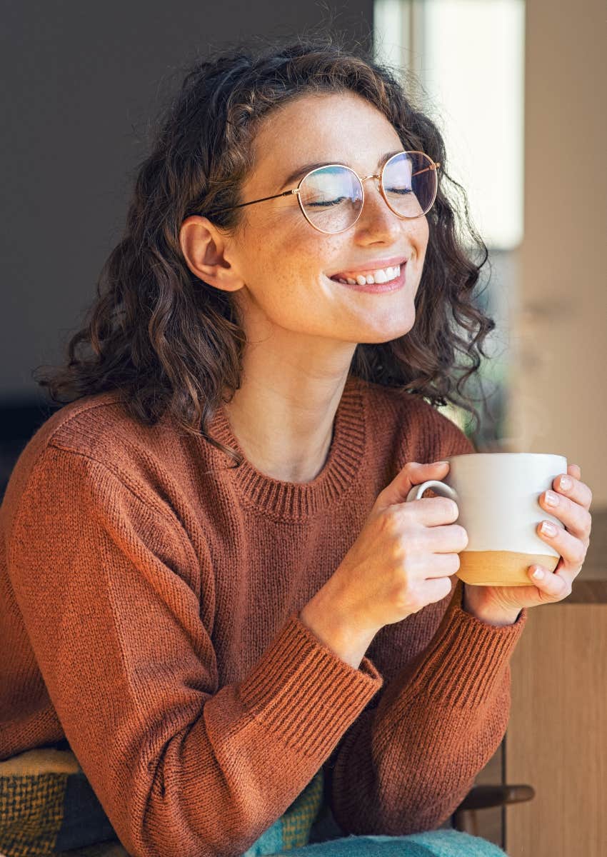 woman content being frugal
