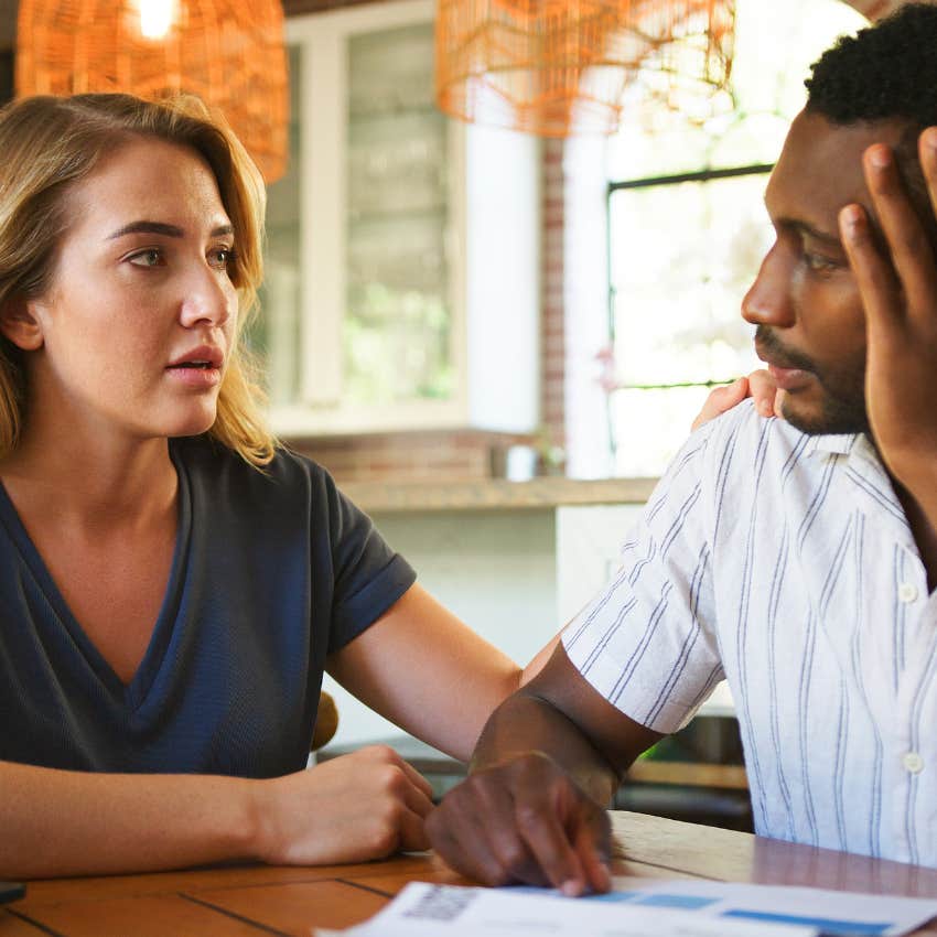 couple who are becoming more obsessed with each other talking about money