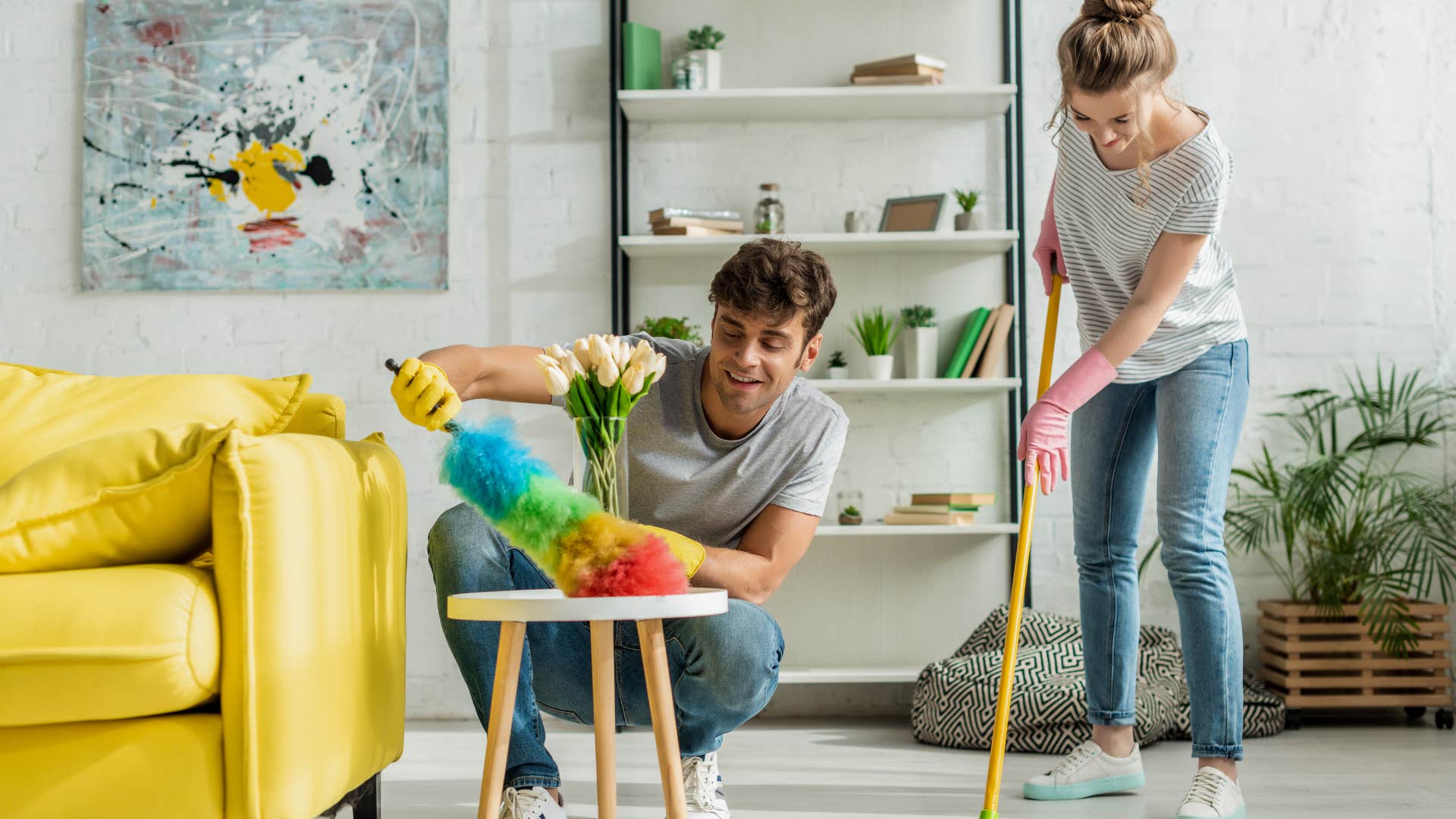 couple who are secure and close sharing chores
