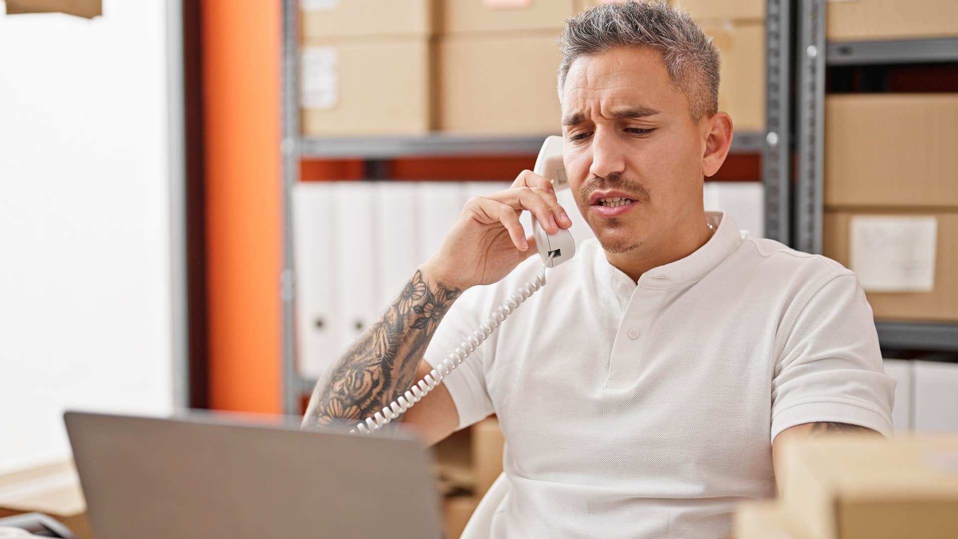 annoyed worker on the phone saying I don't get paid enough for that