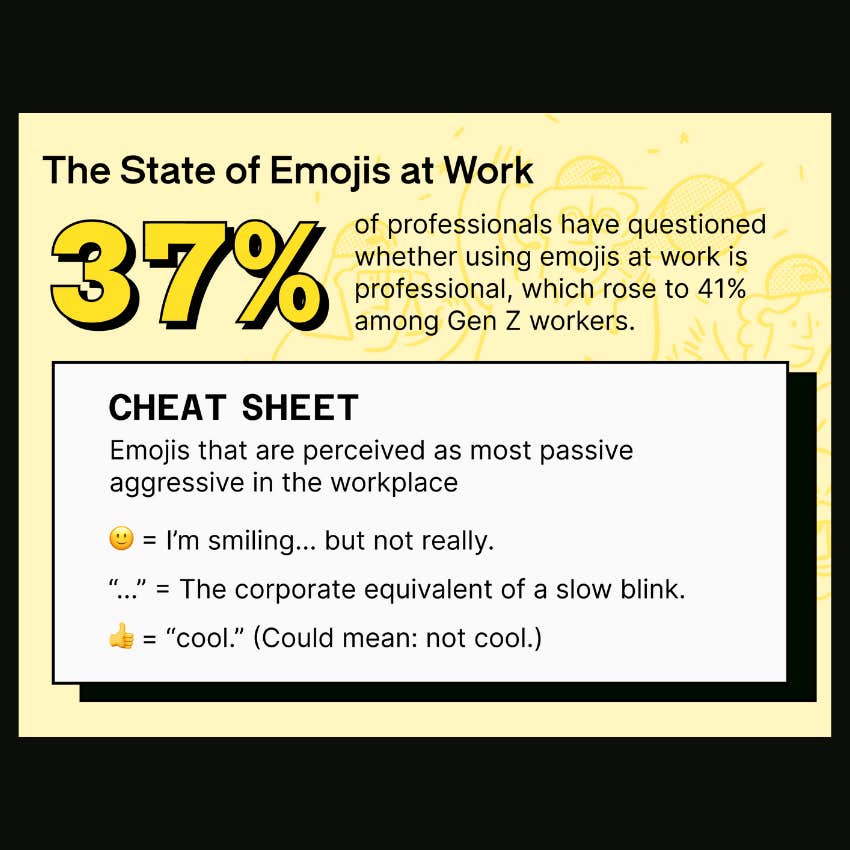 Infographic from Glassdoor about which emojis seem passive-aggressive at work