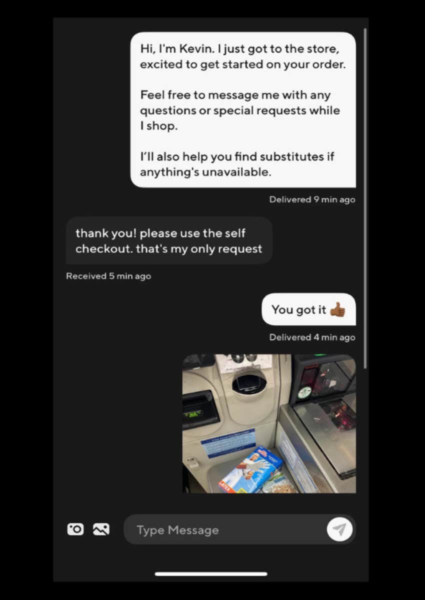driver messages with customer