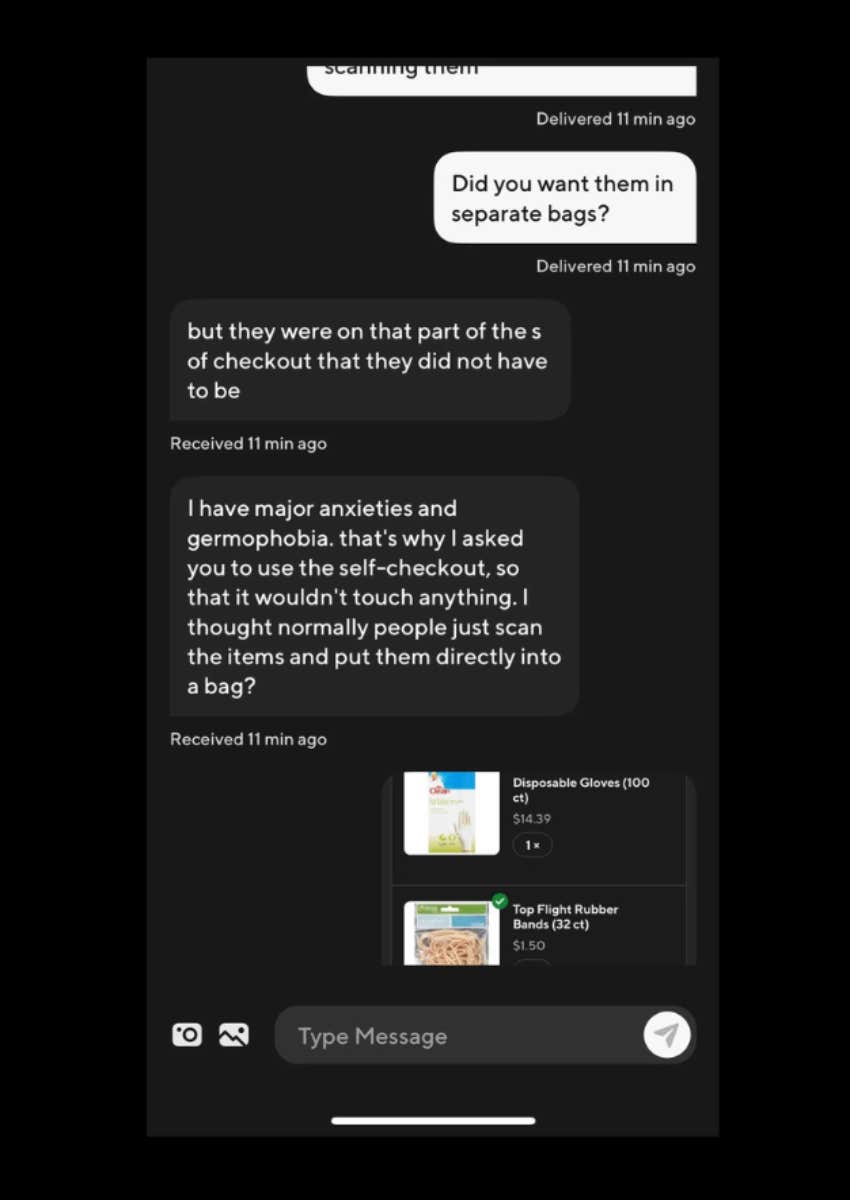 driver messages with customer