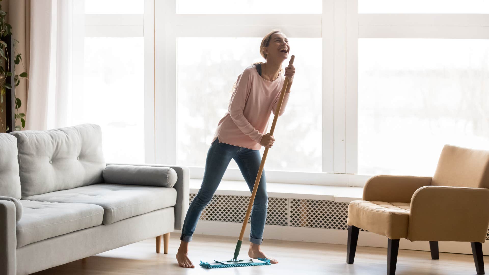 extremely tidy woman where cleaning allows her to touch the life she's created