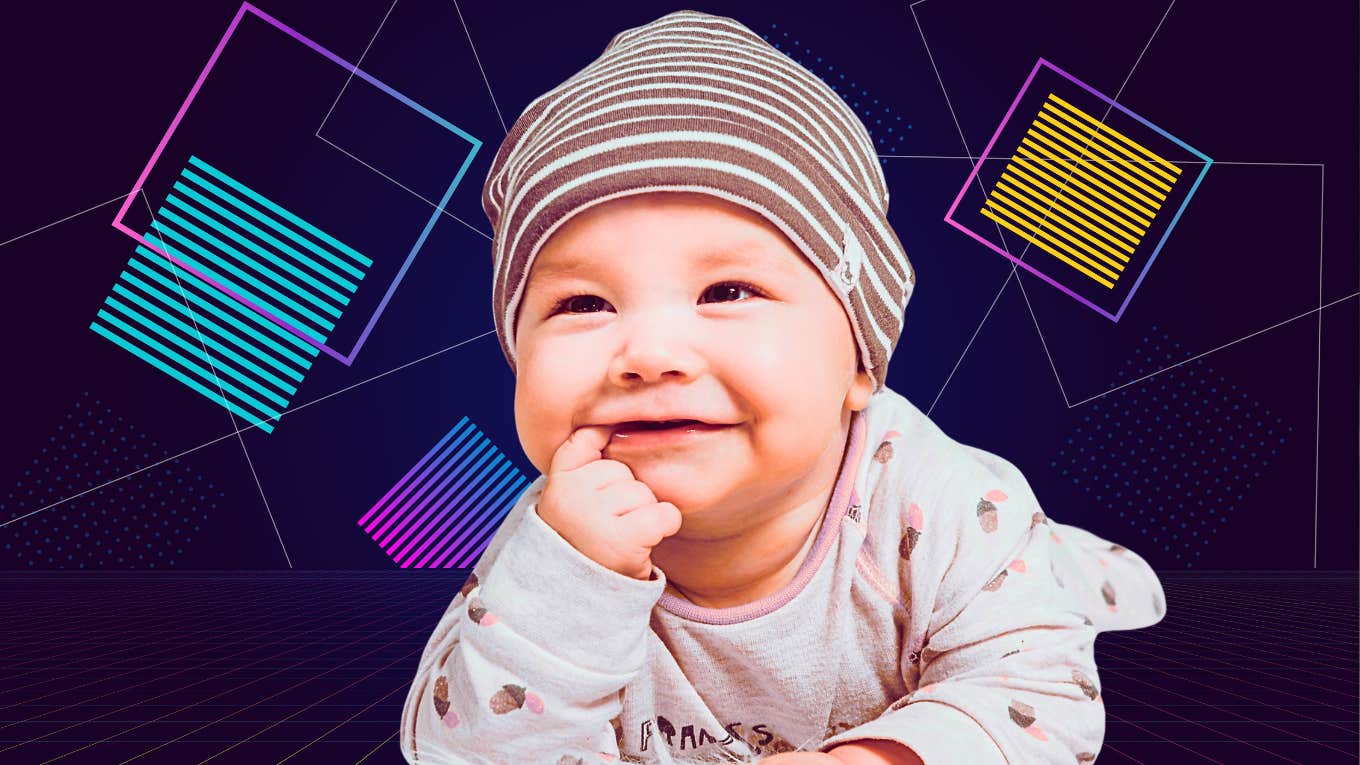 generation beta baby naming trend nineties nostalgia infant against 90s background