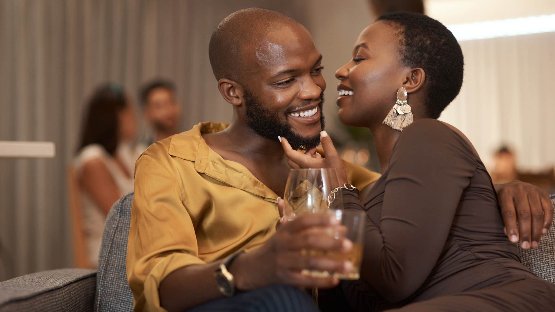 Couple shares wine and emotion