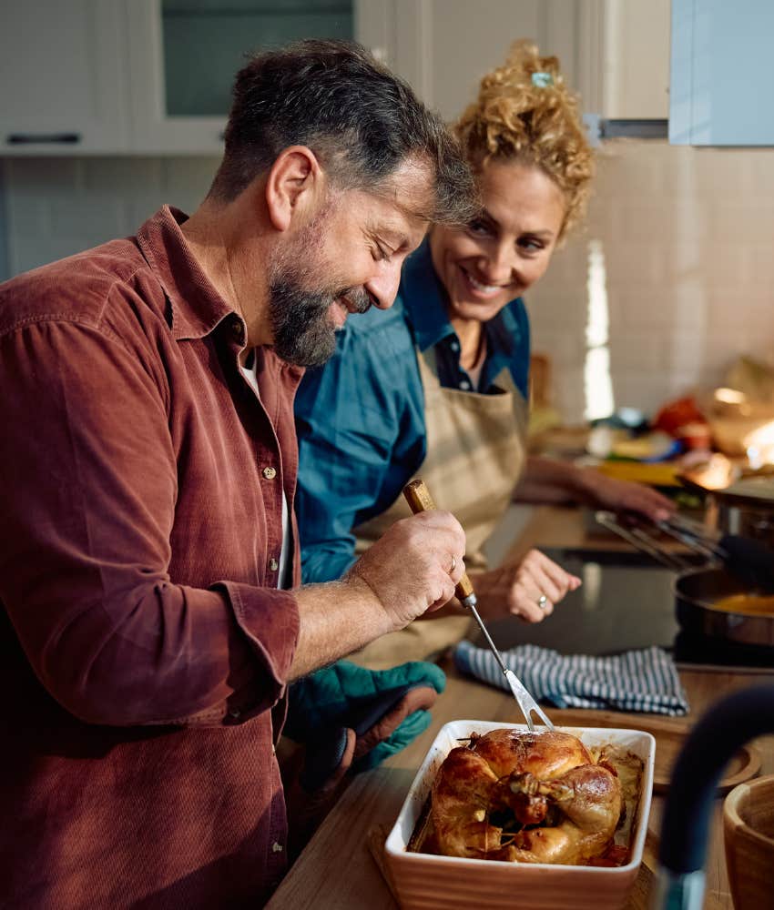 Woman likes man's dinner