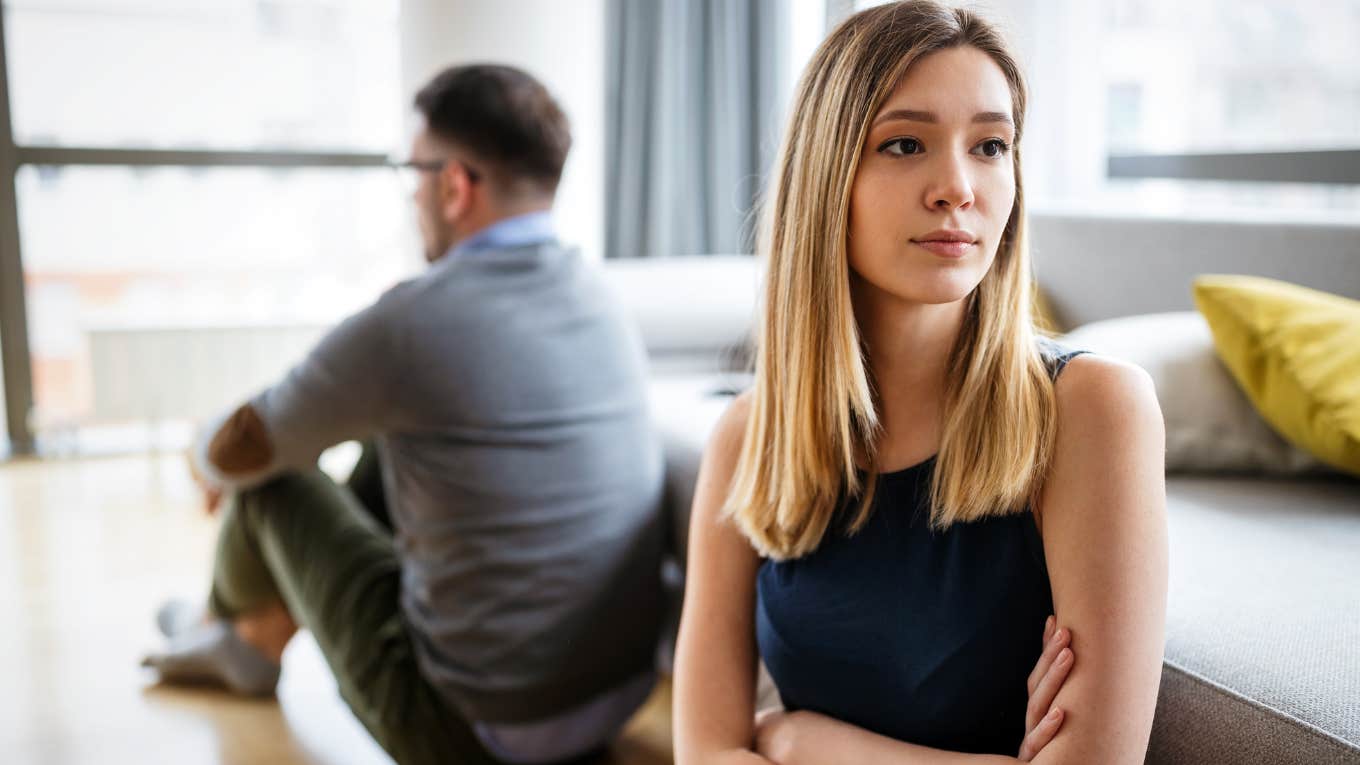 Harsh Signs You're Headed Toward A Divorce Before You Even Get Married unhappy couple appearing distant and headed for divorce