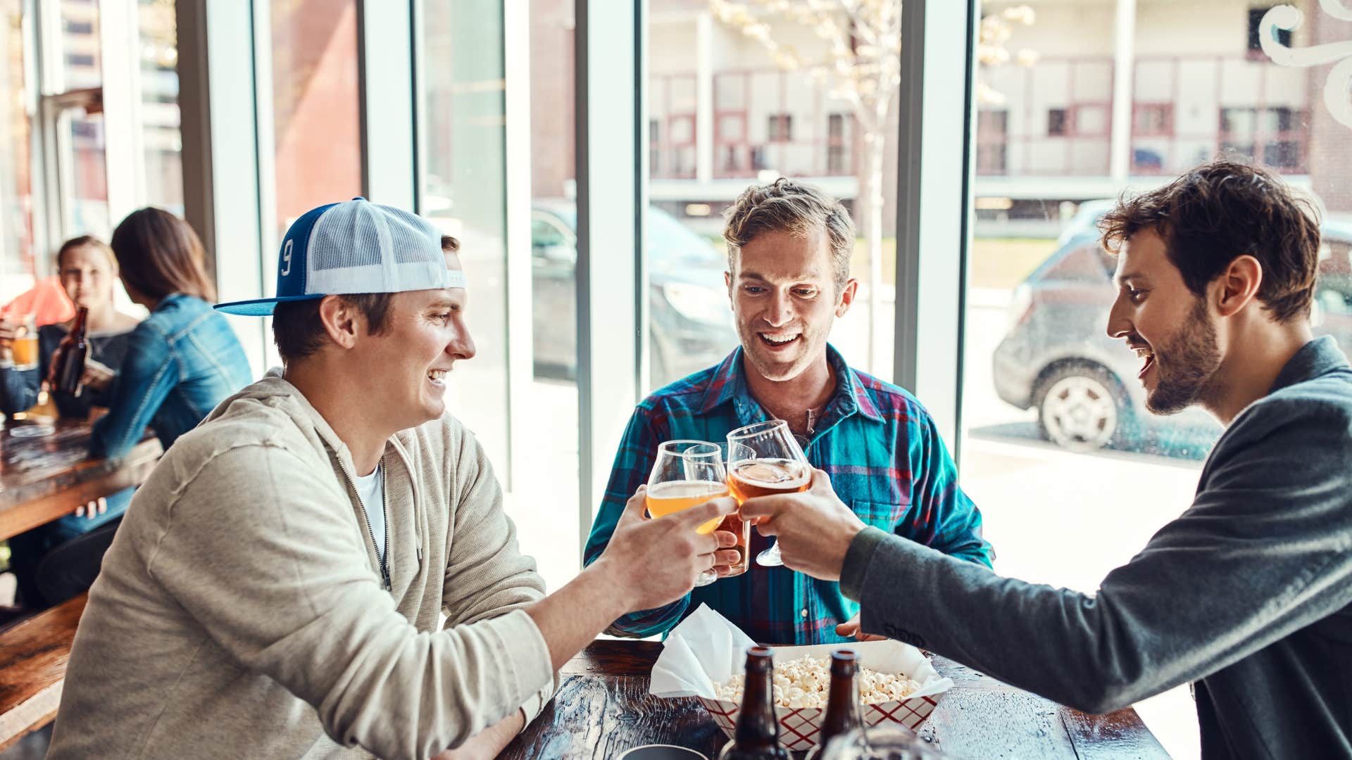 group of men out at restaurant