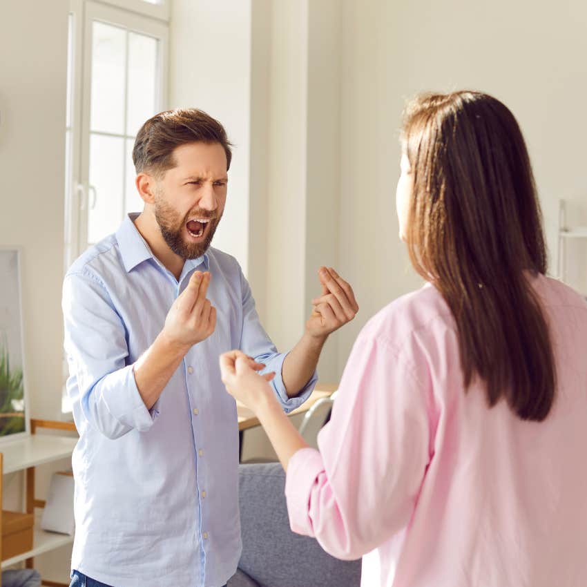 man saying in moment of anger everything is your fault as he isn't ready for a mature relationship