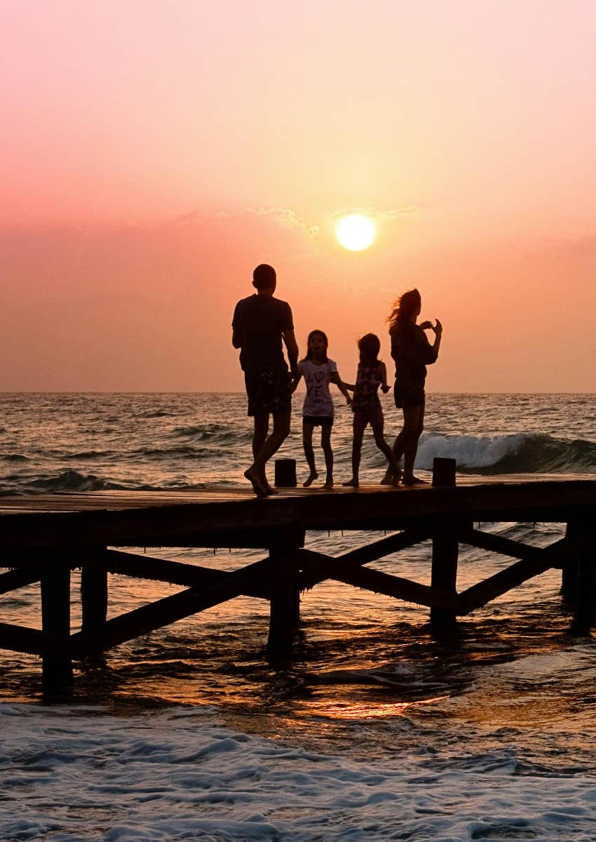 family on a dock on vacation