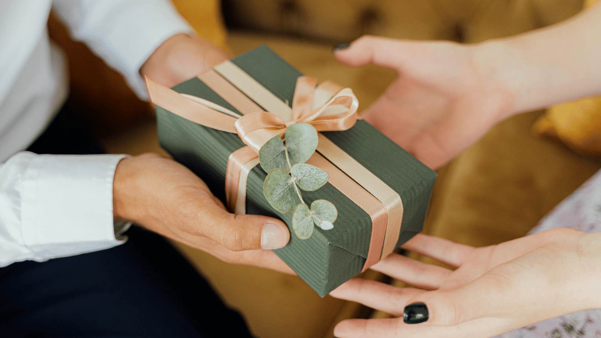 happy couple loving their gifts