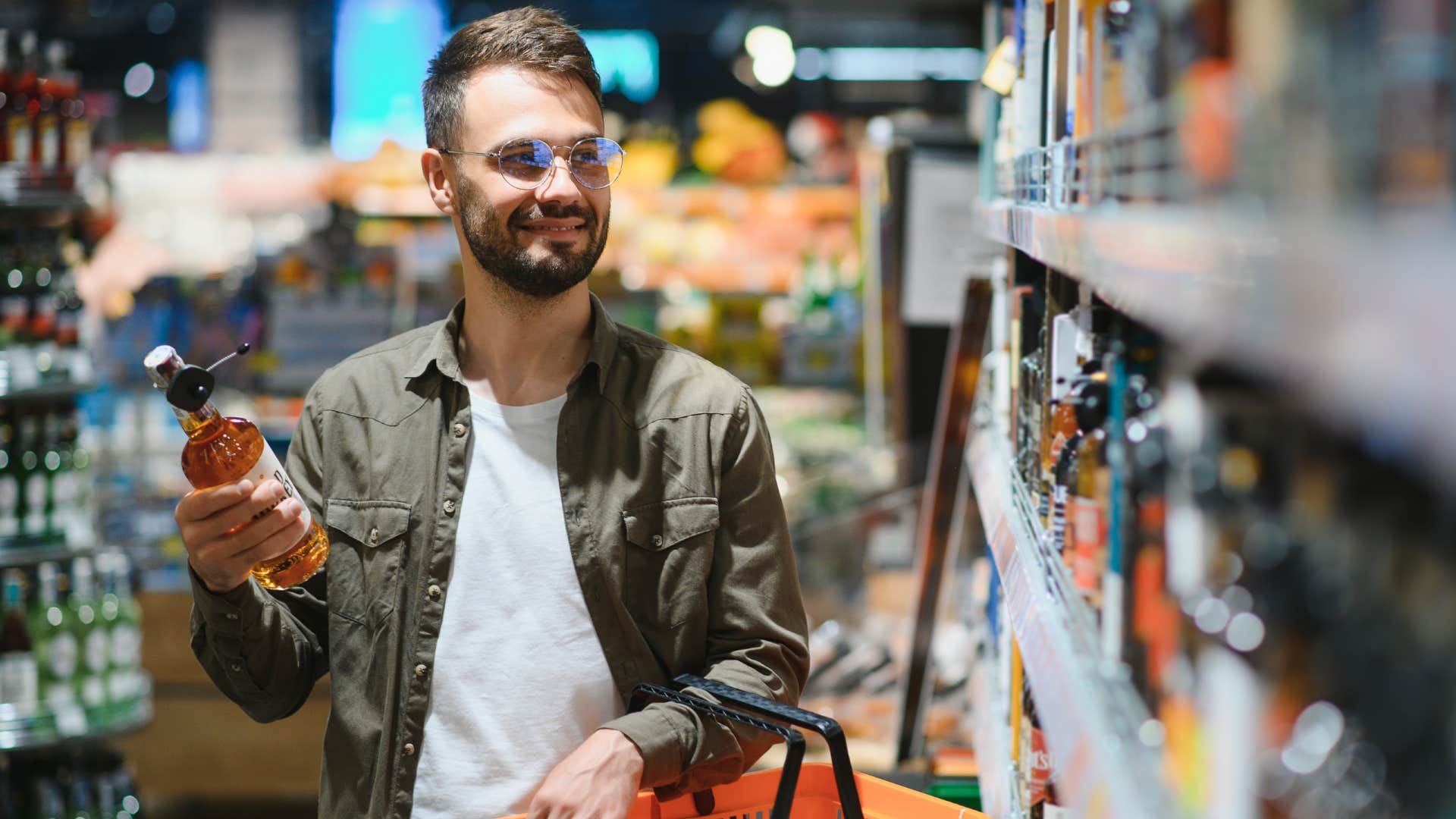 Man buying generic over brand-name products at the grocery store.