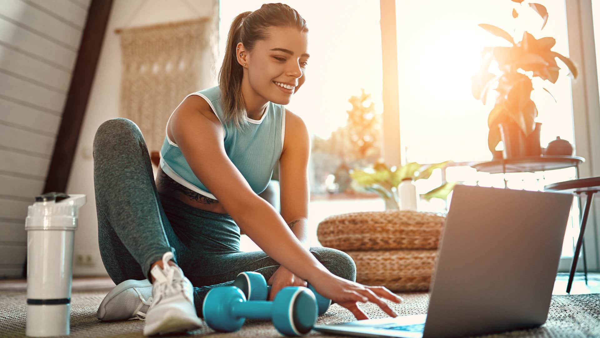 woman exercising as part of her morning routine
