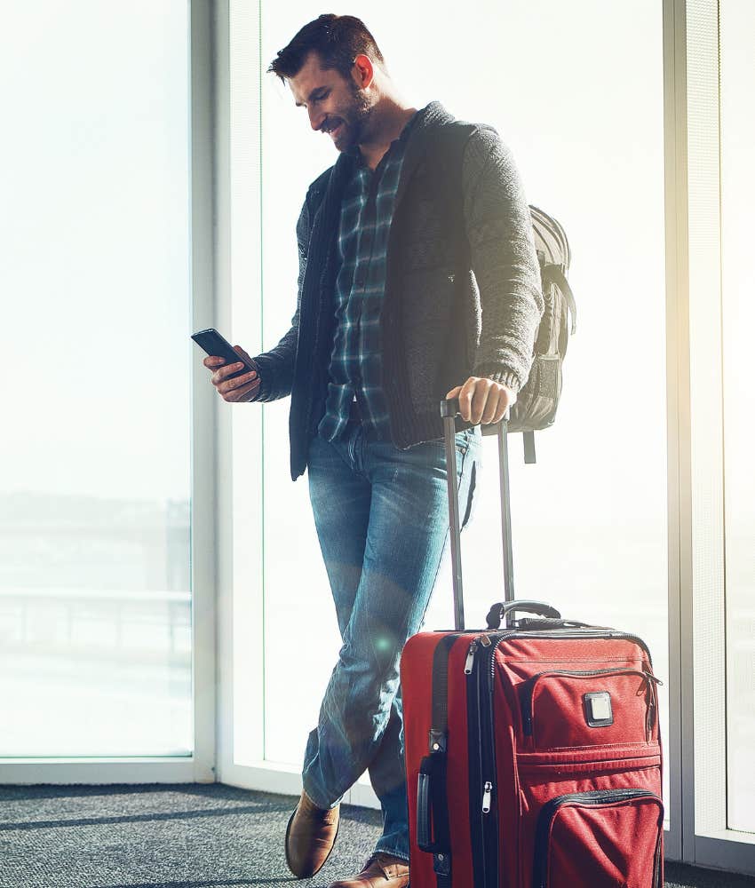 Man waits in the airport.