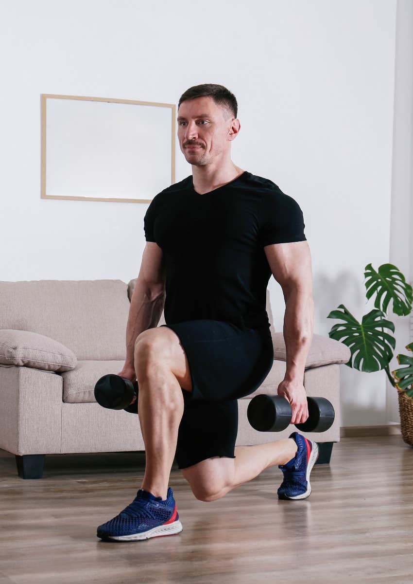 man expressing emotions by working out