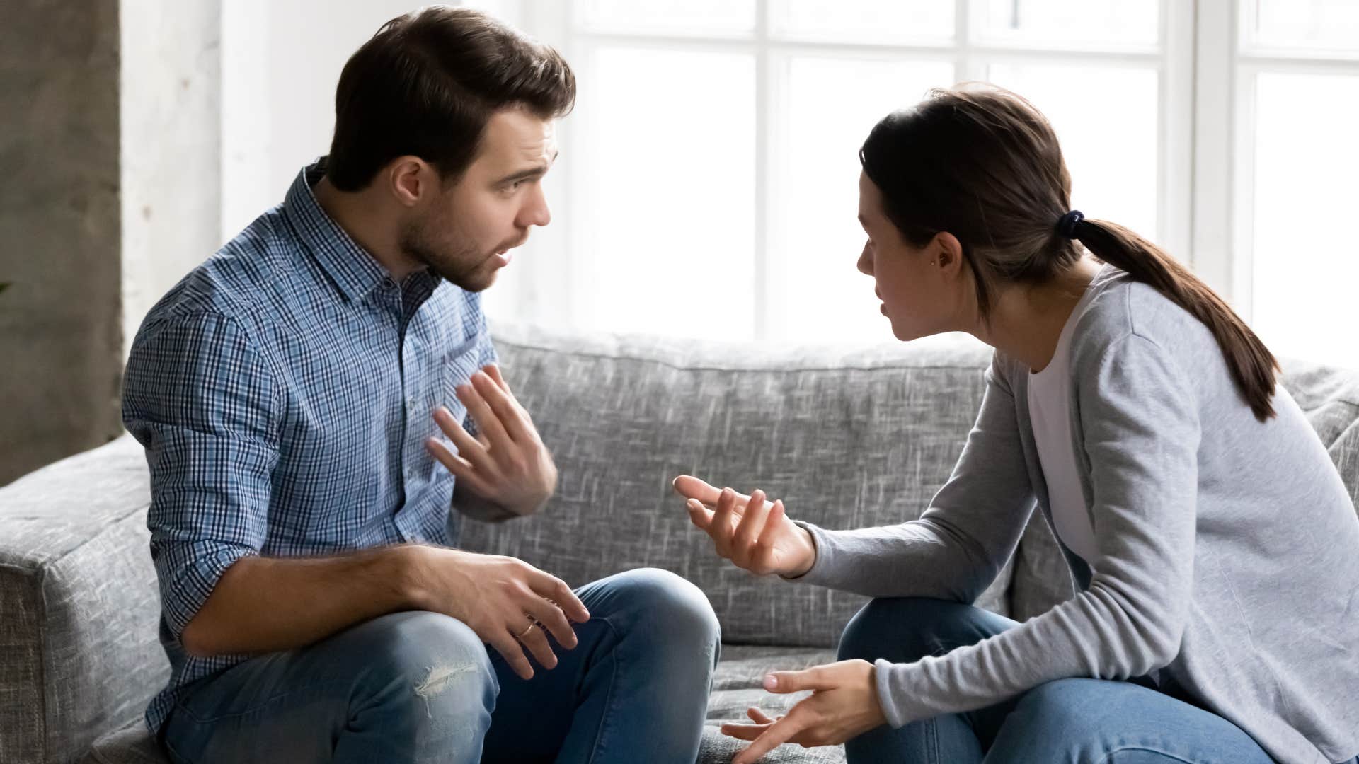 a man tell his girlfriend that he never said something that he definitely said