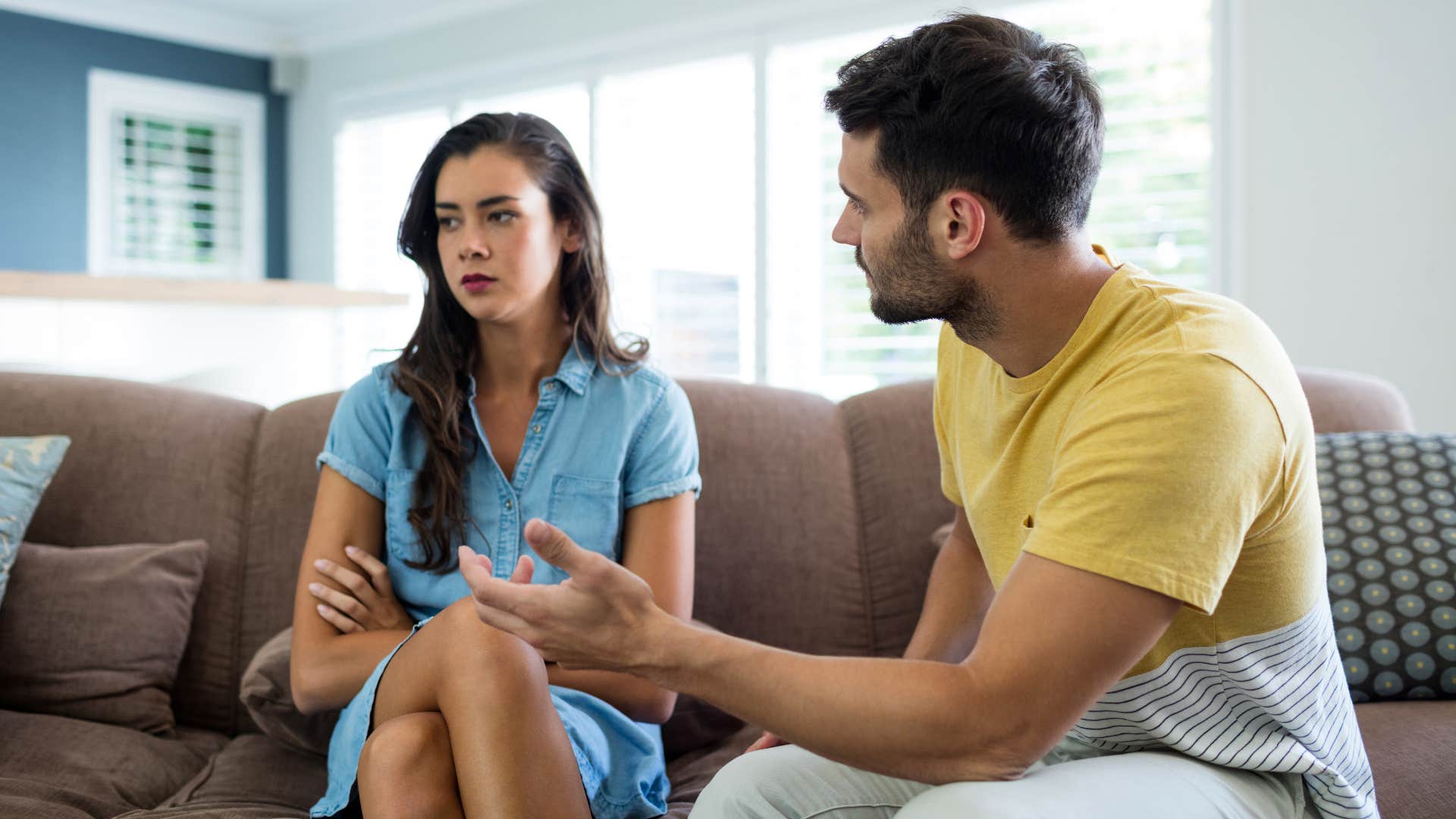 a man tells his girlfriend that his ex was crazy even though she never asked