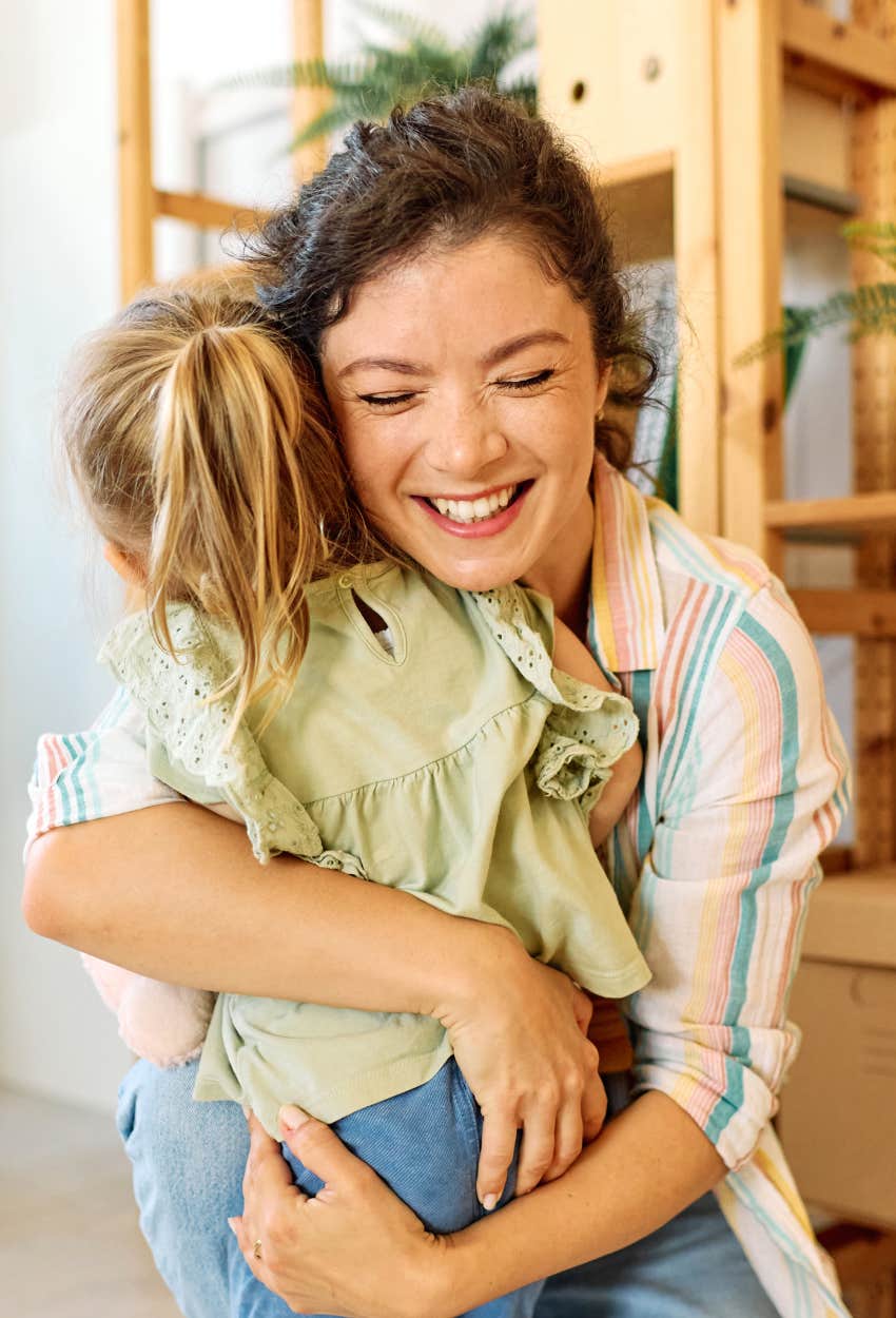 Little girl who has great affection for her nanny and cries when she leaves