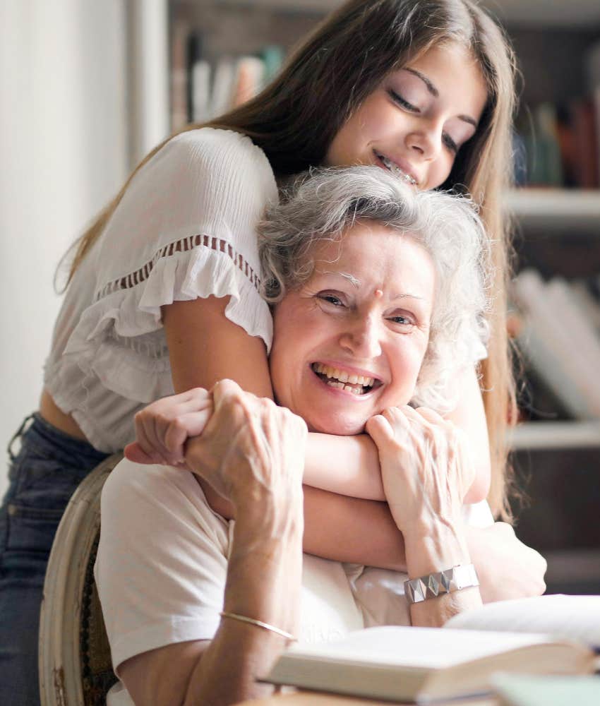 grandma with older grandchild