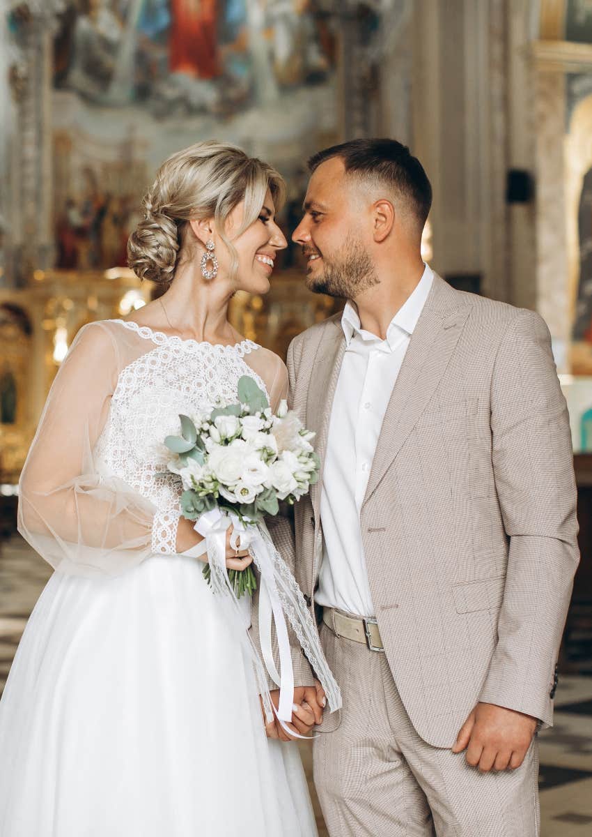happy couple getting married