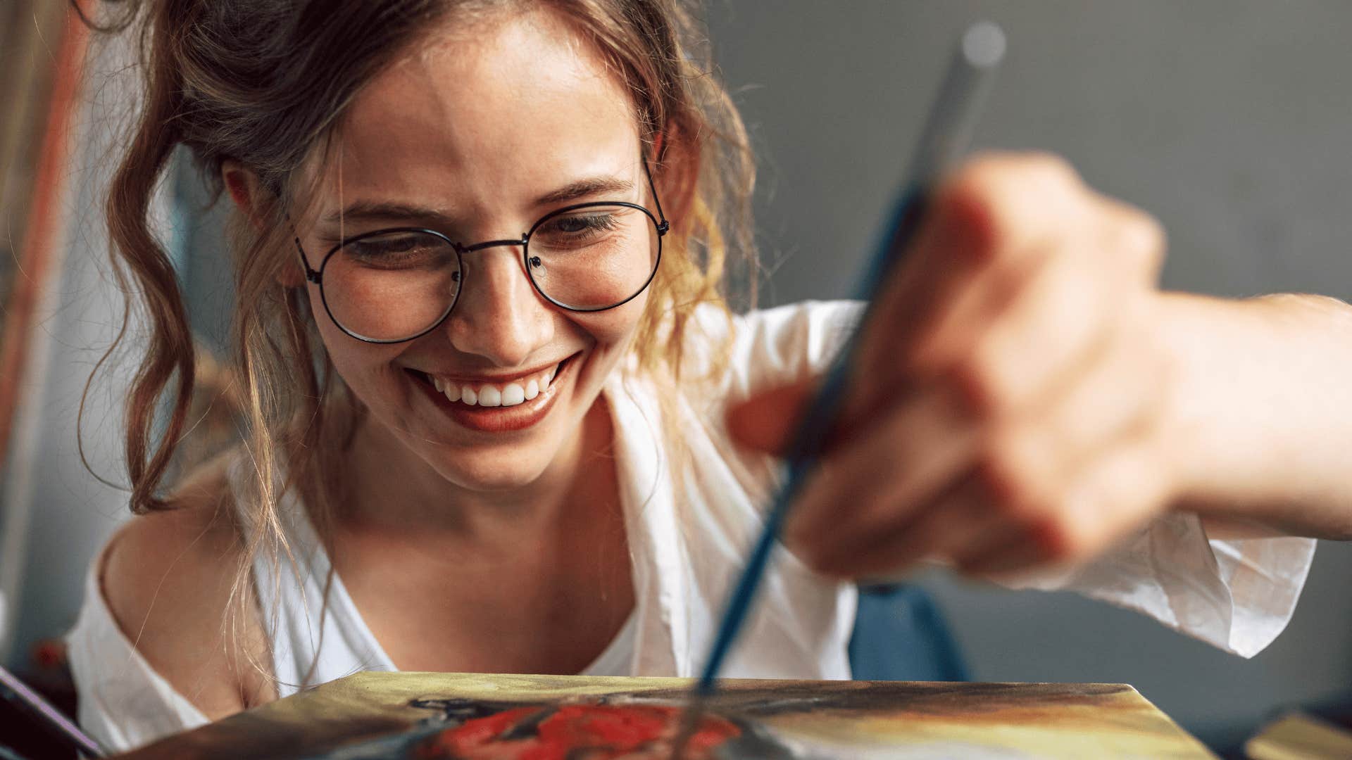 older emotional woman taps into creativity and imagination more easily