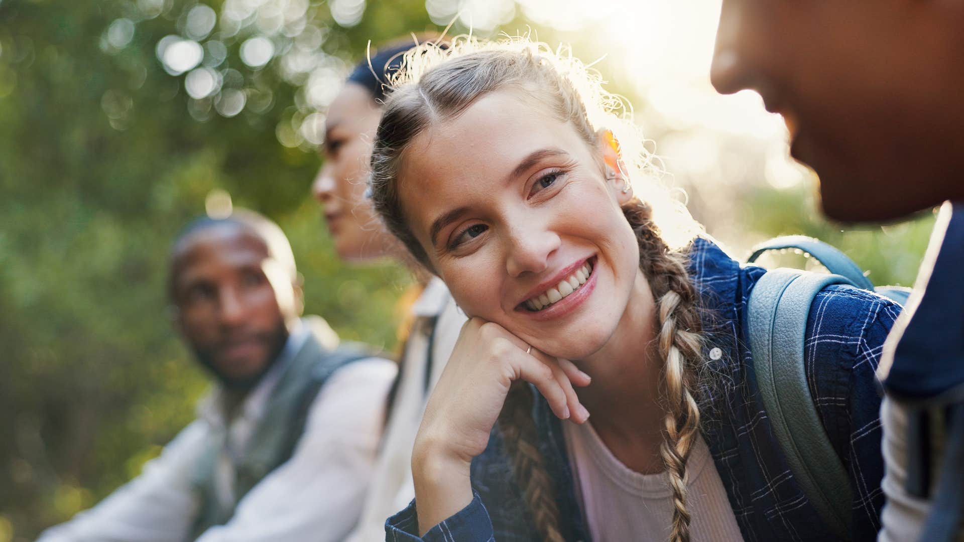 woman trying to fit in and keep up with everyone else