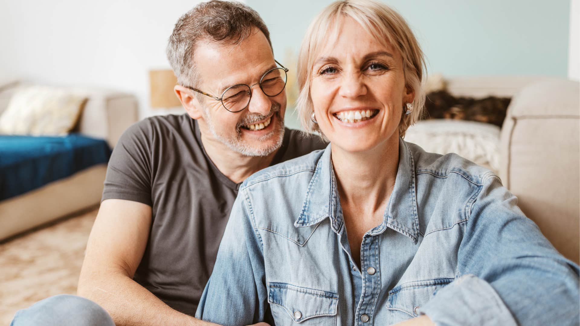 Woman who cares more about respect smiling with her partner.