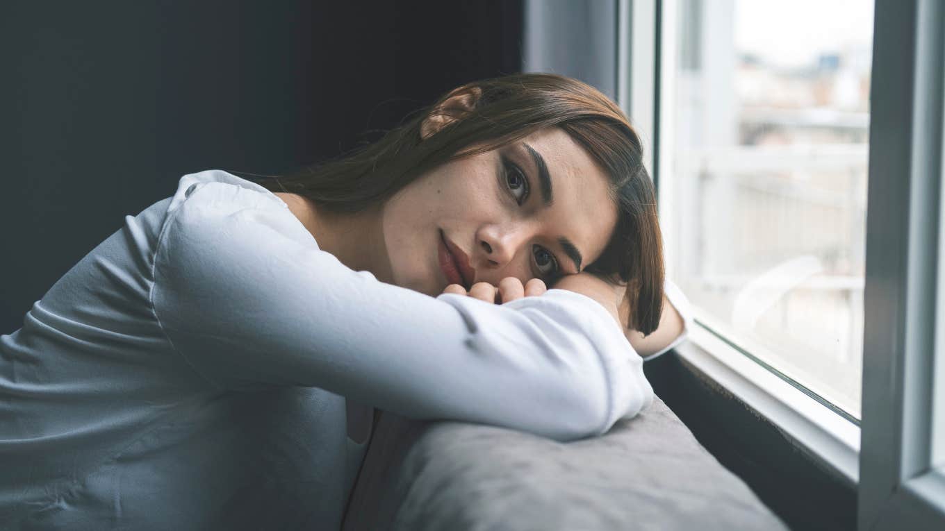 woman giving up on arguing