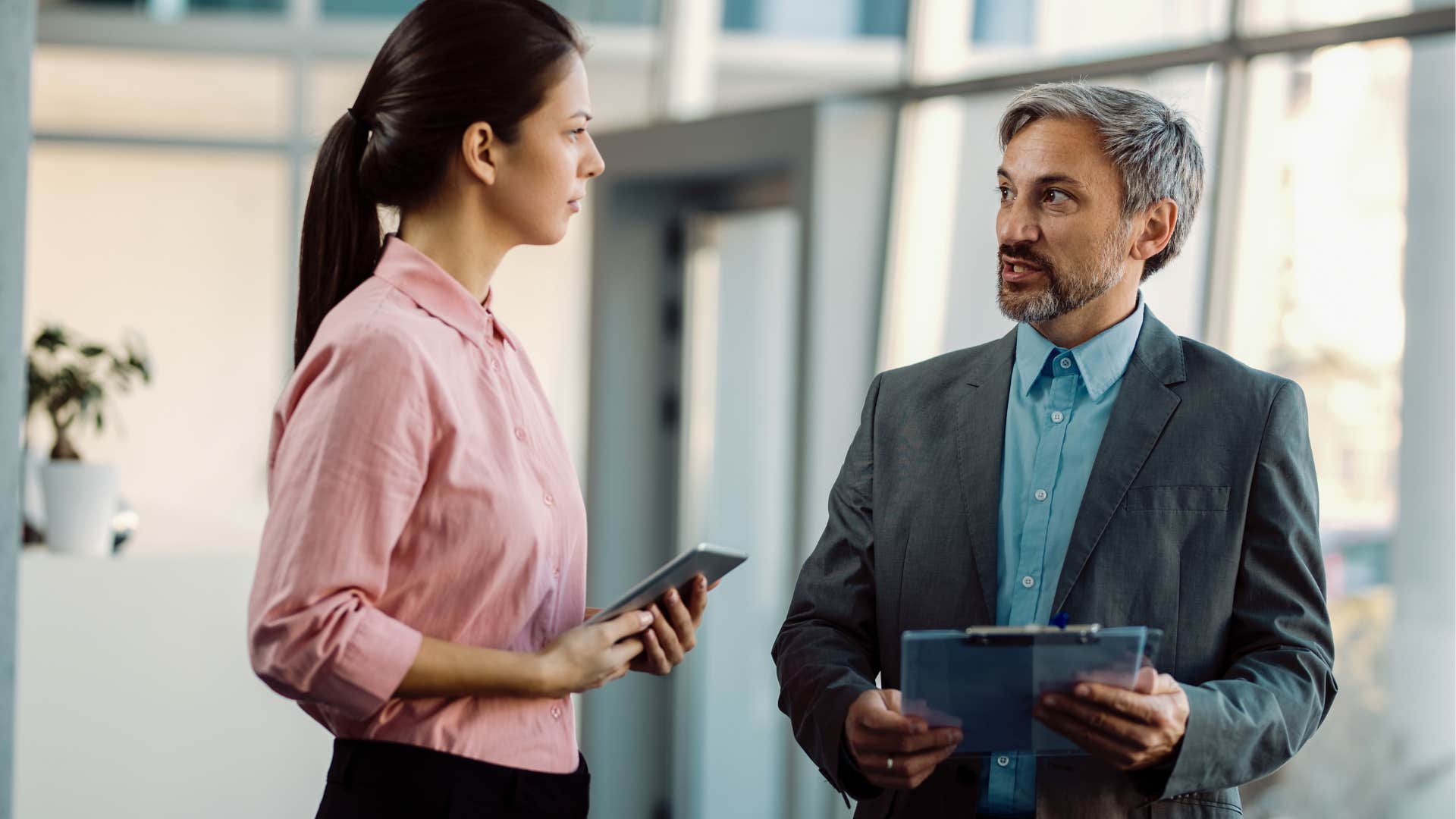 man saying let's circle back to this conversation to his co-worker.