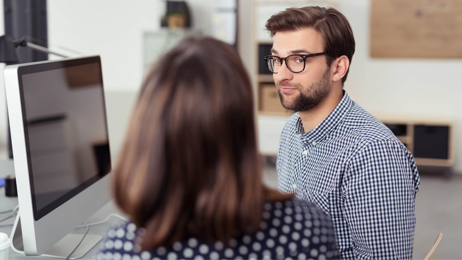 worker telling colleague hes just about to do that complete task