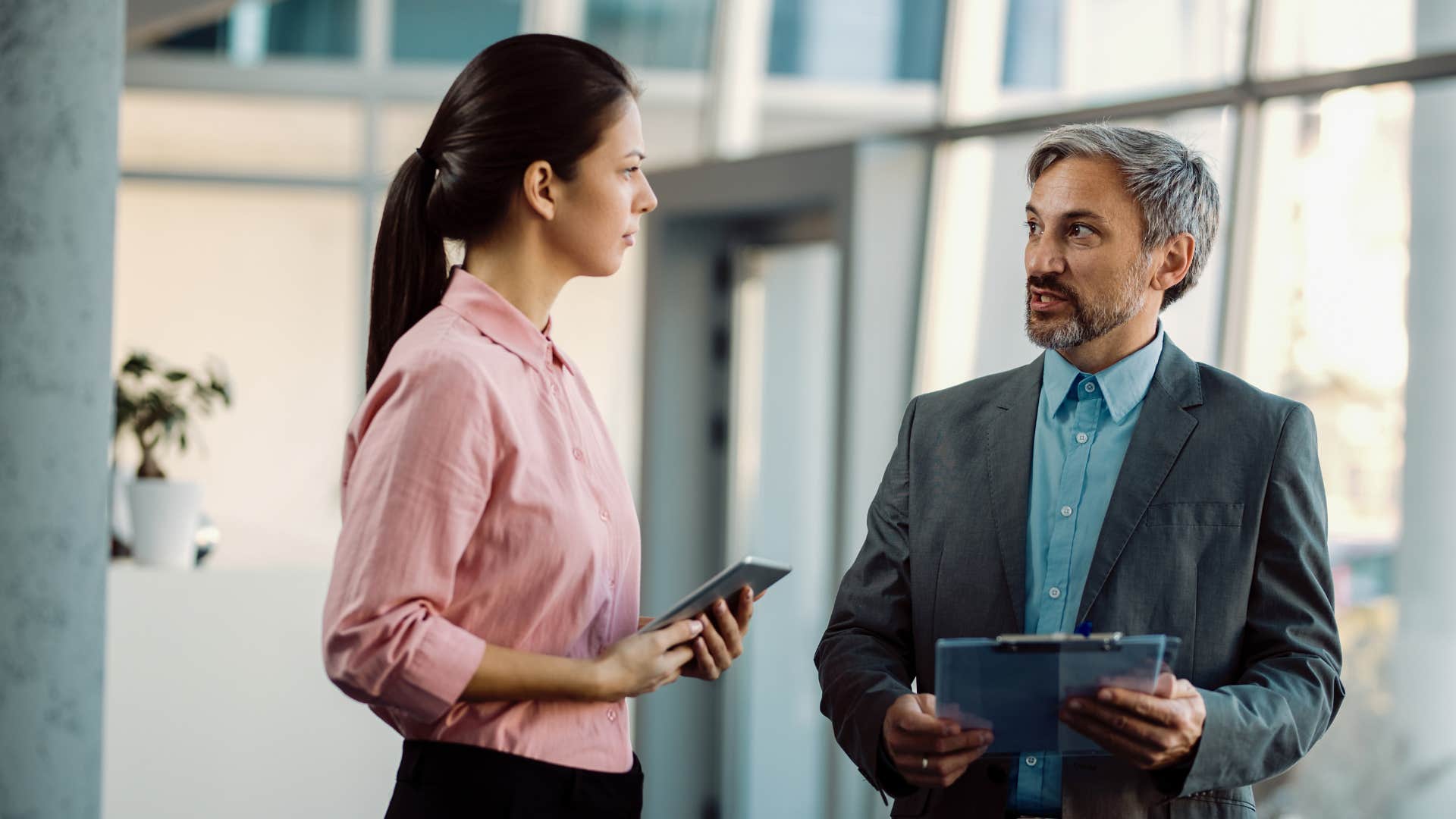 lazy worker telling colleague task is next on his list