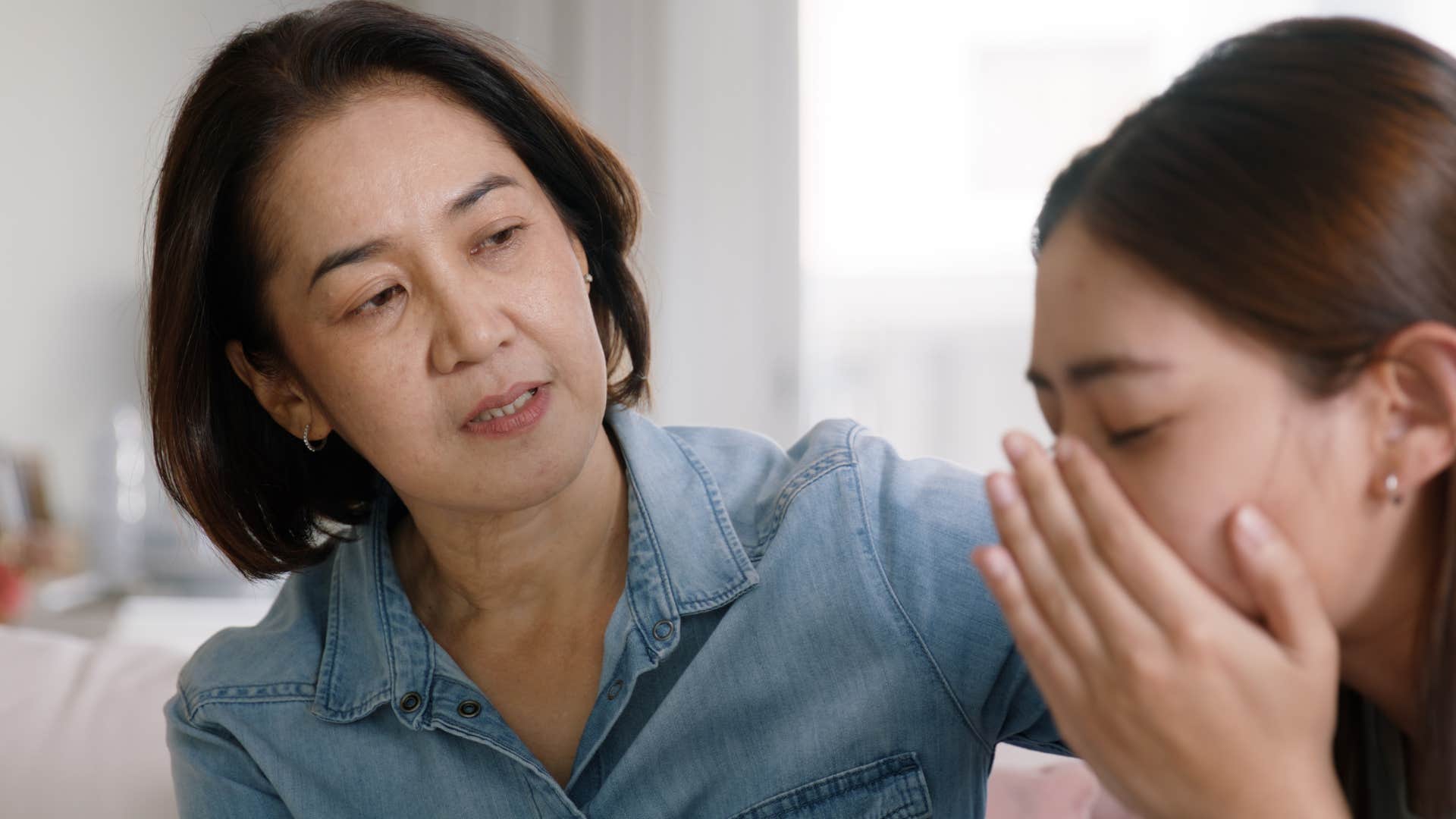 miserable woman saying things could be worse to her mom