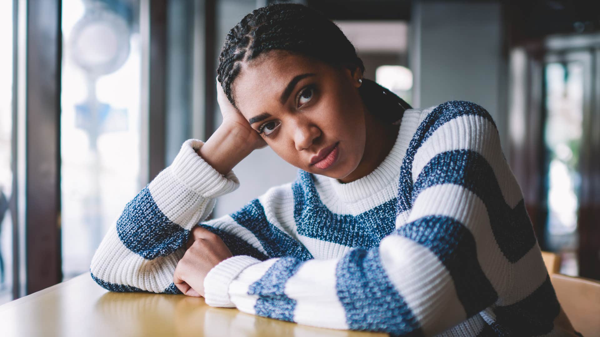 woman saying you try too hard to herself
