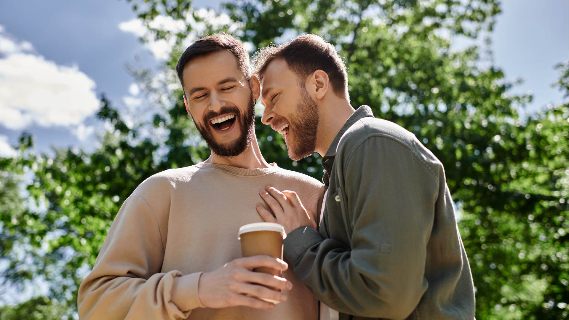 Happy husband shares emotions