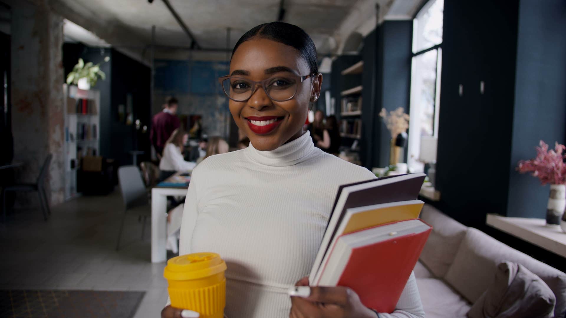 an introverted woman is known for being a reader