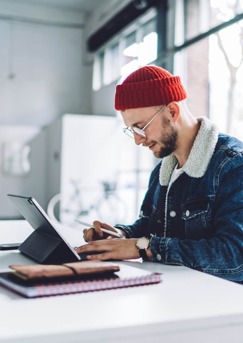 young tech worker being a rockstar