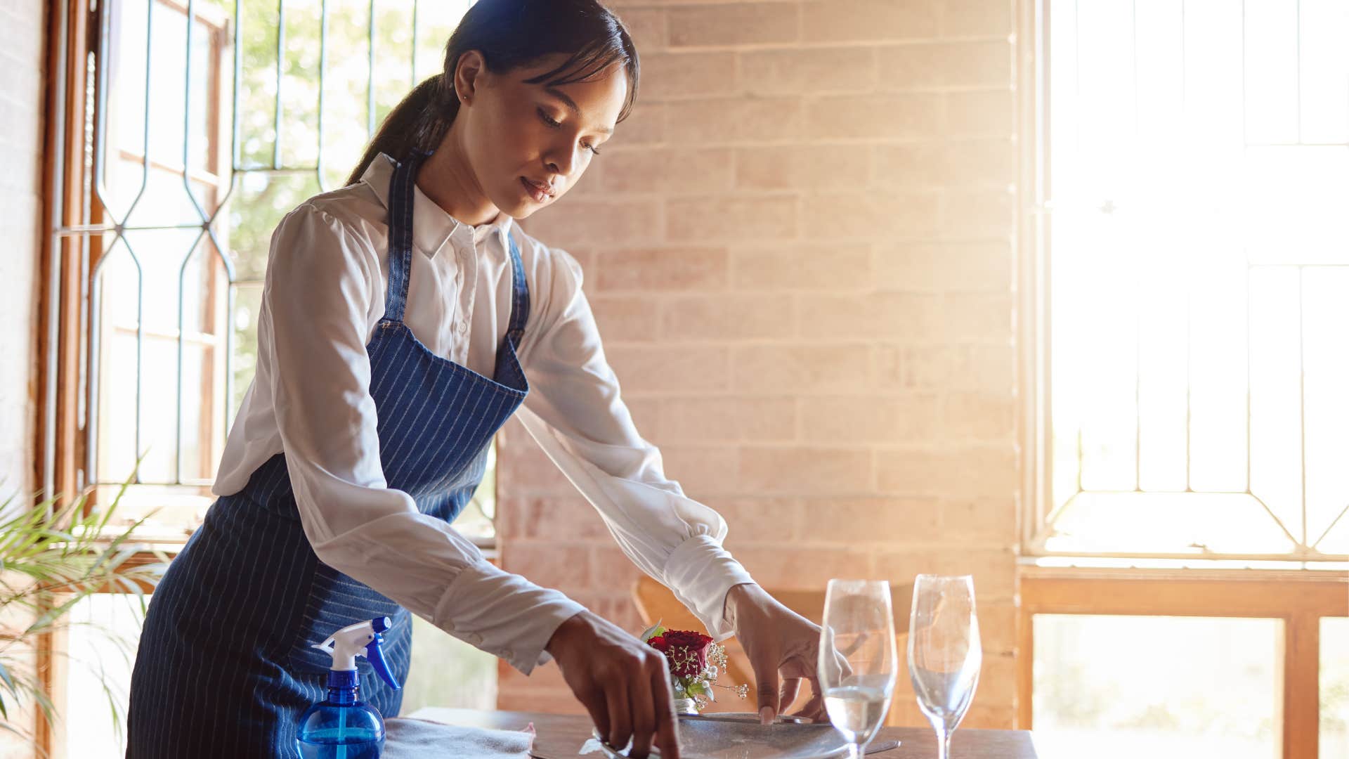 a server is depressed that her customers made a mess