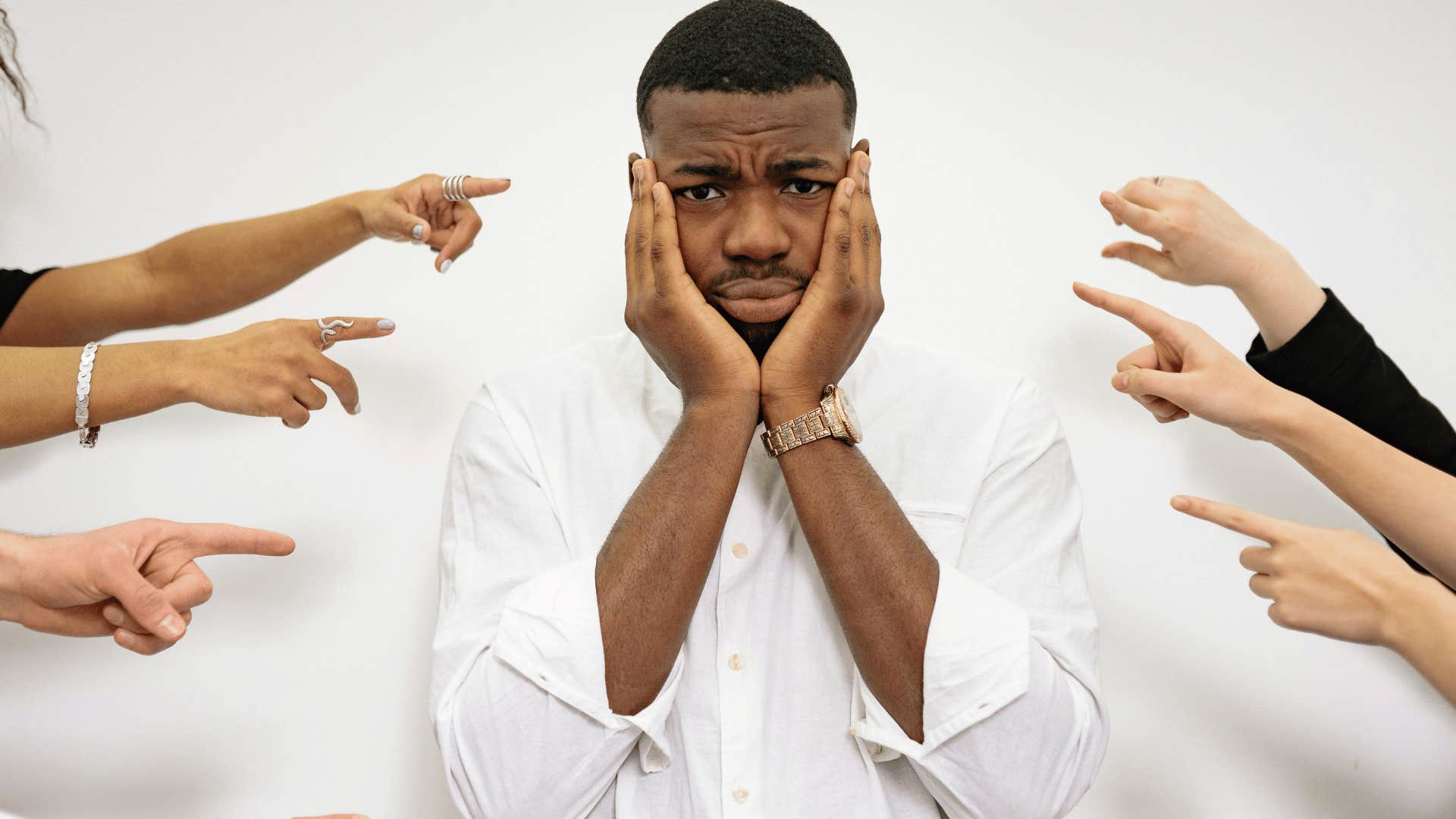 serious man believing others define his worth