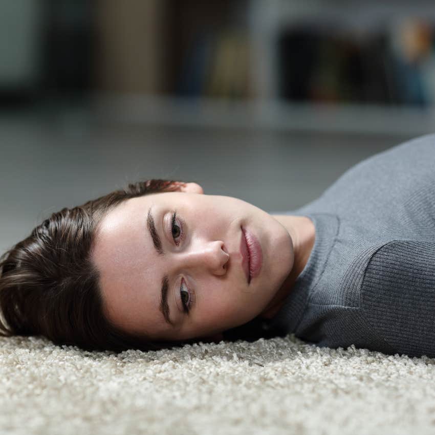 woman who is serious about getting over someone not spending time in nature