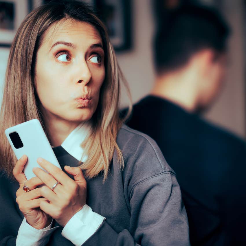 woman who is having an emotional affair and hiding things from spouse