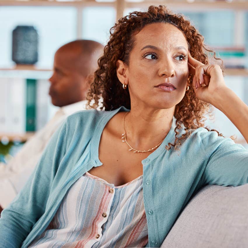woman whose spouse quietly devalues her as they stopped touching each other