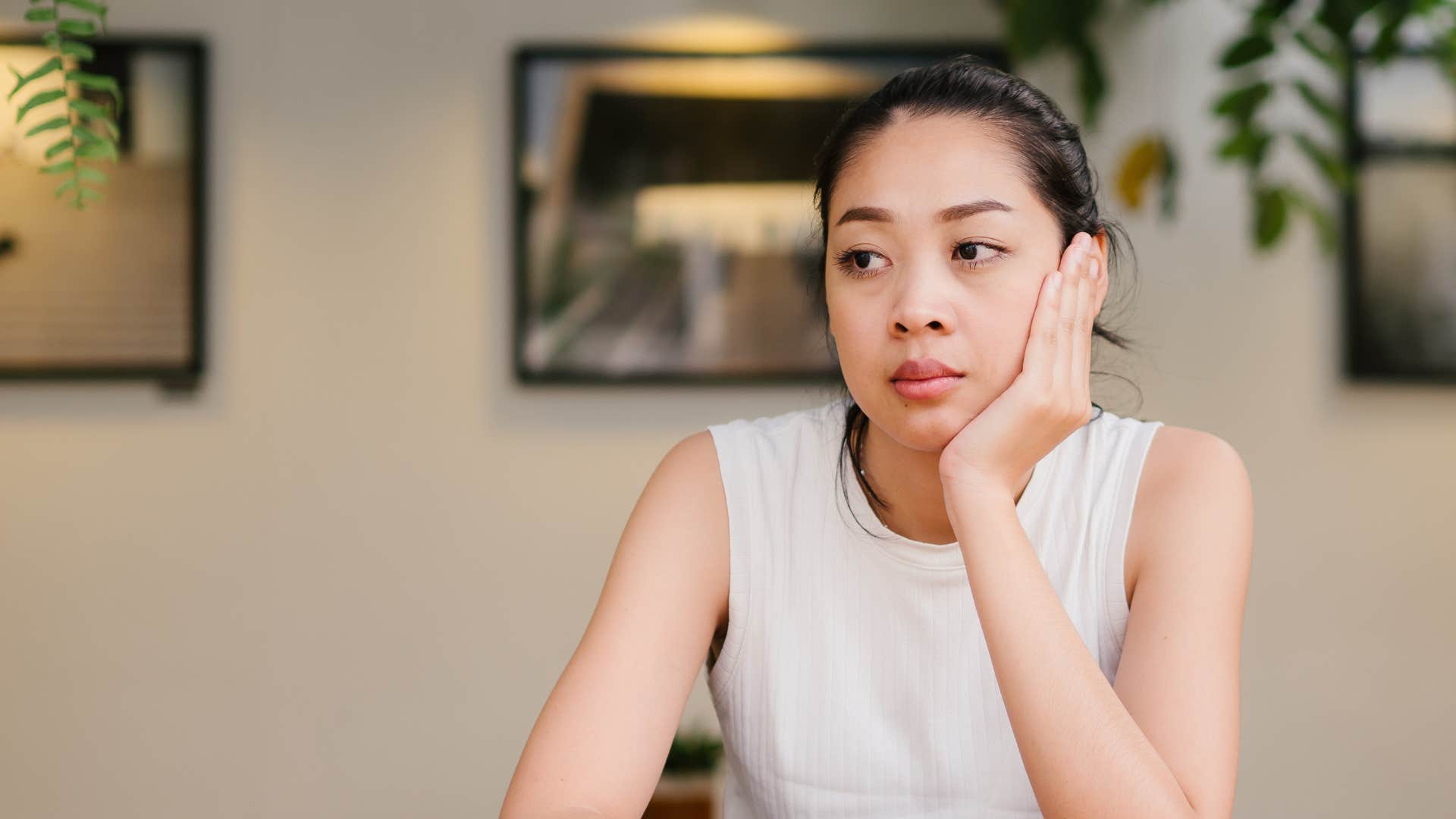 mentally exhausted impatient woman who is considering divorce