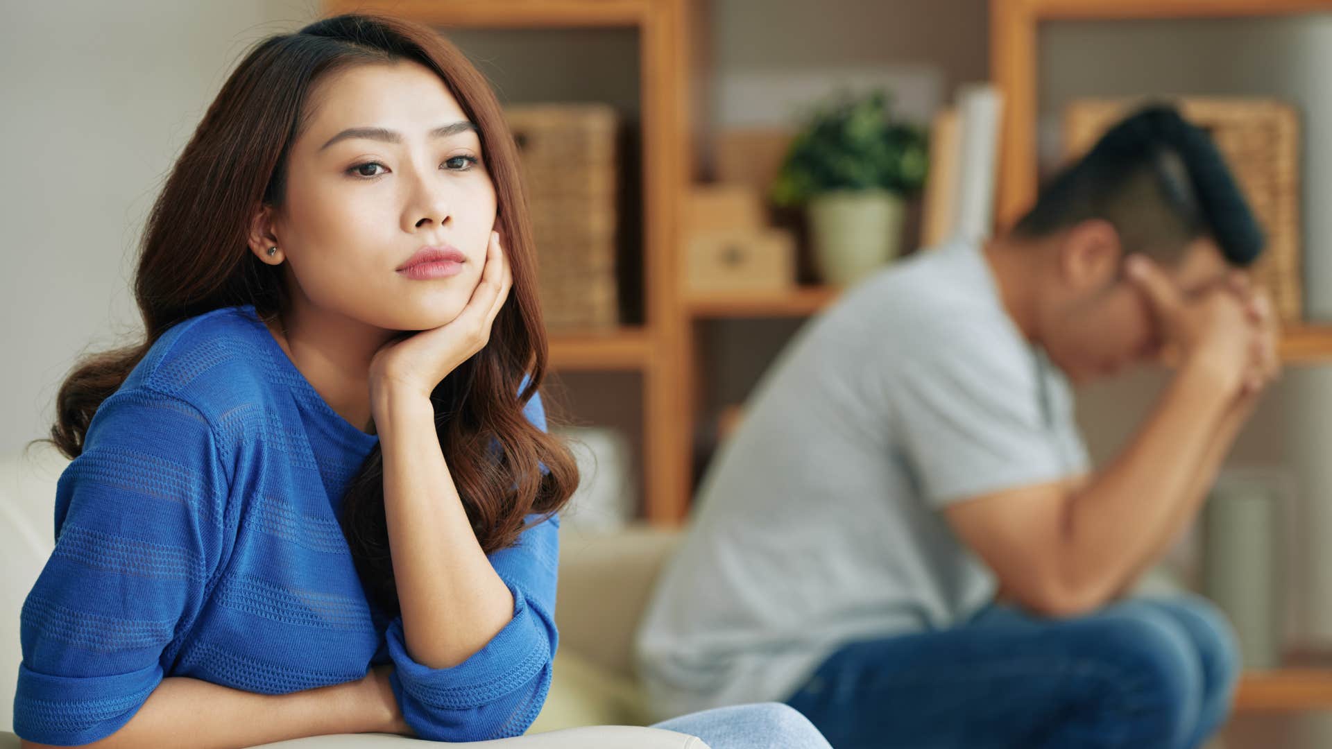 woman enjoying alone time while partner is upset