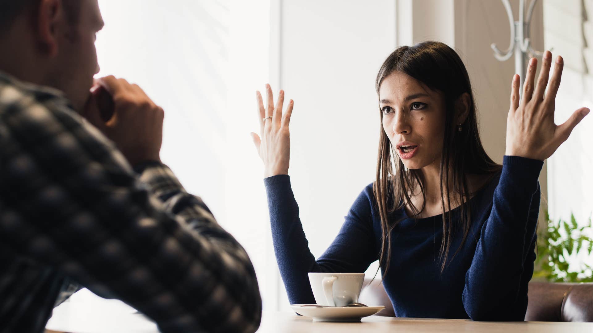 woman guilt-tripping partner yelling